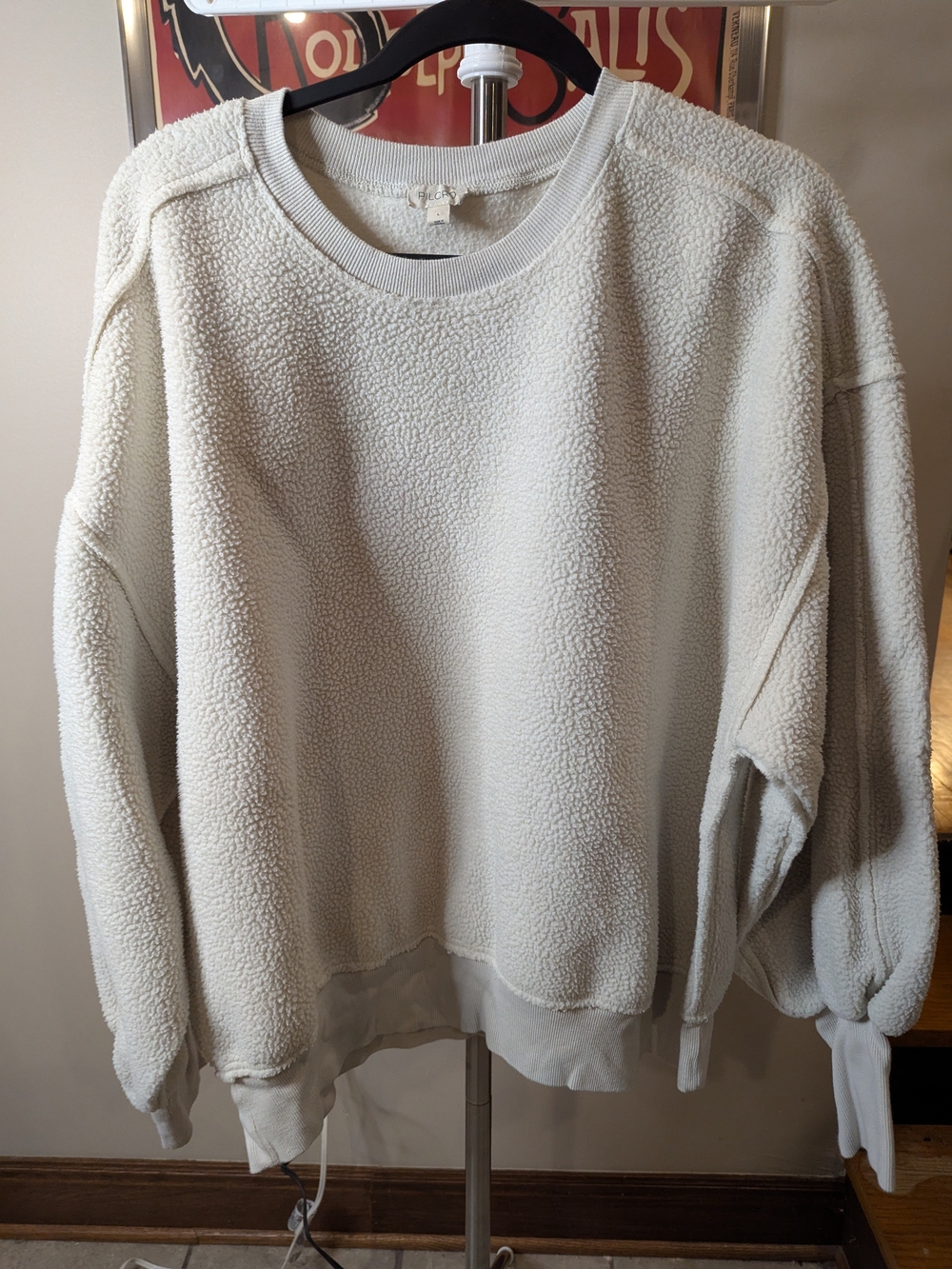$20 Pilcro for Anthropologie Women's L - Oaklyn Cozy Sherpa Sweatshirt Cream EUC